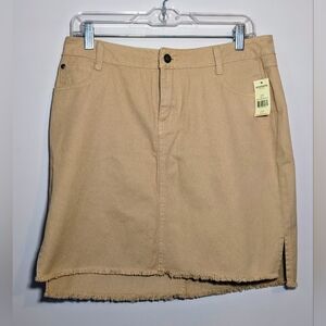 Ladies Sz 8 Stetson Western Denim Jean Skirt Straw Brown Frayed Fringe Bottom